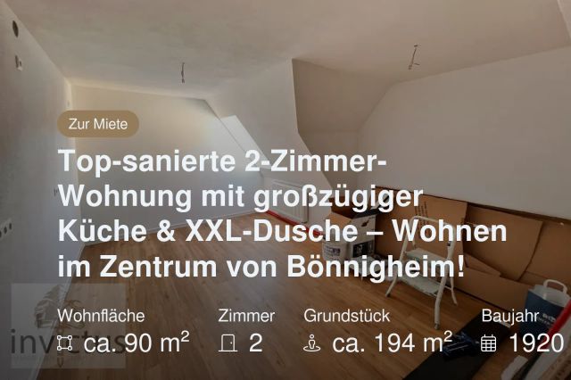 Nicht mehr verfügbar: Top-sanierte 2-Zimmer-Wohnung mit großzügiger Küche & XXL-Dusche – Wohnen im Zentrum von Bönnigheim!
