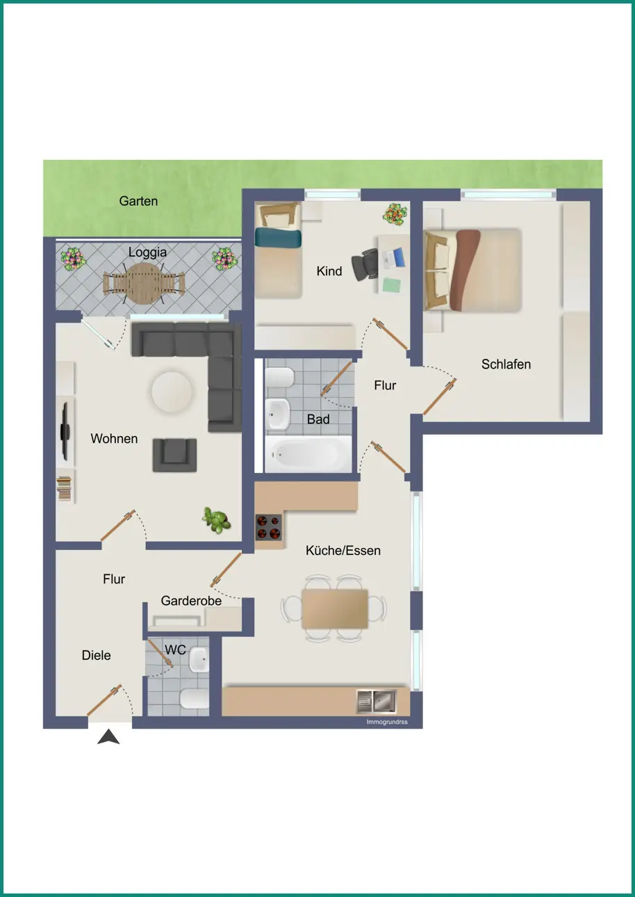 Wohnung im 2. Obergeschoss Mitte rechts
