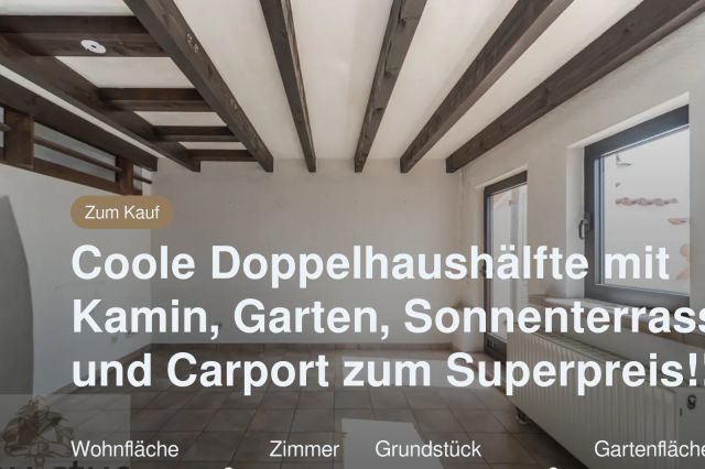 Nicht mehr verfügbar: Coole Doppelhaushälfte mit Kamin, Garten, Sonnenterrasse und Carport zum Superpreis!!!!
