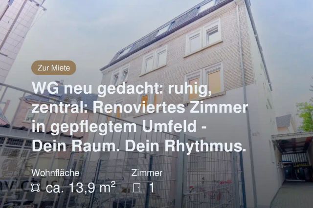 Neu im Angebot: WG neu gedacht: ruhig, zentral: Renoviertes Zimmer in gepflegtem Umfeld – Dein Raum. Dein Rhythmus.