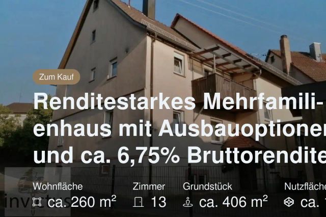 Neu im Angebot: Renditestarkes Mehrfamilienhaus mit Ausbauoptionen und ca. 6,75% Bruttorendite
