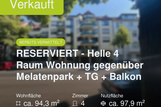 Nicht mehr verfügbar: RESERVIERT – Helle 4 Raum Wohnung gegenüber Melatenpark + TG + Balkon