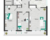 Mustergrundrissplan 3-Zi.-Whg.