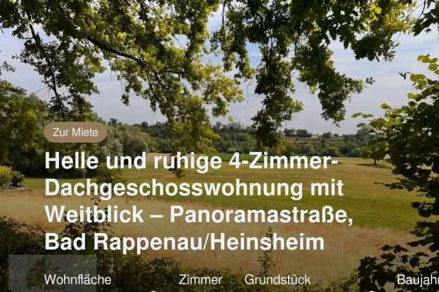 Nicht mehr verfügbar: Helle und ruhige 4-Zimmer-Dachgeschosswohnung mit Weitblick – Panoramastraße, Bad Rappenau/Heinsheim