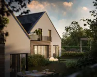 Es handelt sich um unverbindliche Illustrationen mit Sonderausstattungen. Die Bauausführung erfolgt durch das Bauunternehmen