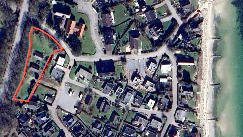 Luftbild Grundstück Berglyk markiert, Bockholm