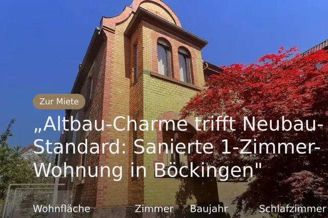 Nicht mehr verfügbar: „Altbau-Charme trifft Neubau-Standard: Sanierte 1-Zimmer-Wohnung in Böckingen”