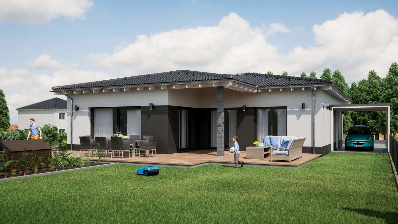 Q13 - Bungalow 13x15m - Gartenansicht