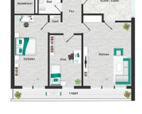 Mustergrundrissplan 3-Zi.-Whg.
