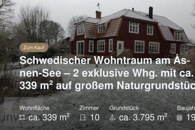 Nicht mehr verfügbar: Schwedischer Wohntraum am Åsnen-See – 2 exklusive Whg. mit ca. 339 m² auf großem Naturgrundstück!