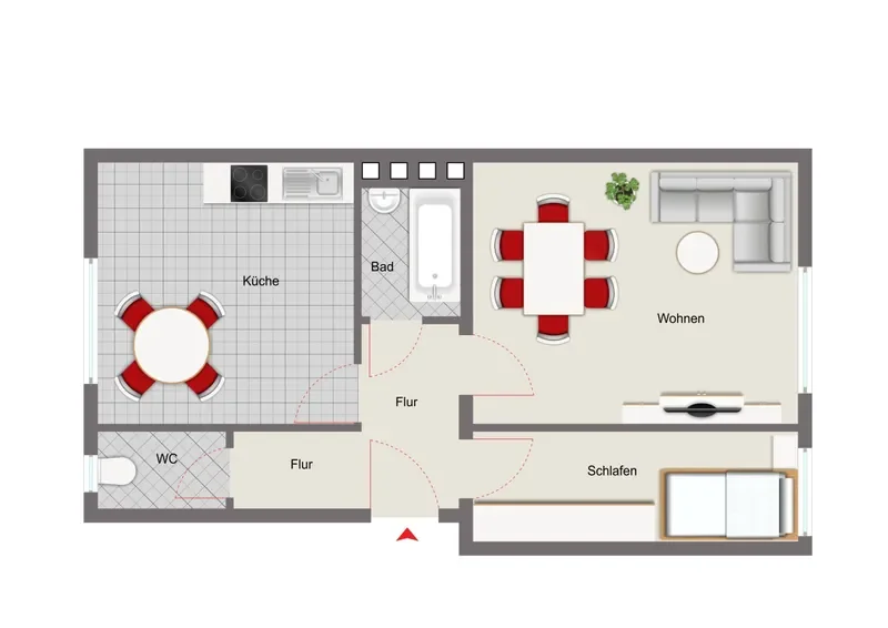 Mustergrundriss 1,5-Zimmer
