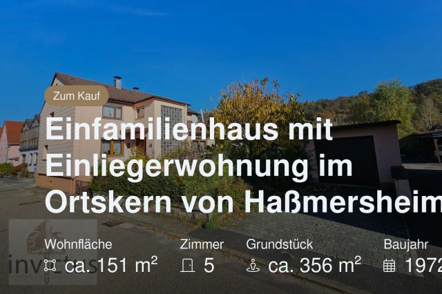 Nicht mehr verfügbar: Einfamilienhaus mit Einliegerwohnung im Ortskern von Haßmersheim