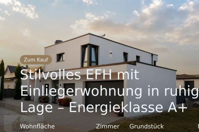 Neu im Angebot: Stilvolles EFH mit Einliegerwohnung in ruhiger Lage – Energieklasse A+