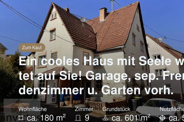 Nicht mehr verfügbar: Ein cooles Haus mit Seele wartet auf Sie!
Garage, sep. Fremdenzimmer u. Garten vorh.
