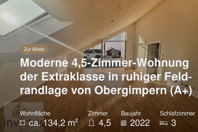 Nicht mehr verfügbar: Moderne 4,5-Zimmer-Wohnung der Extraklasse in ruhiger Feldrandlage von Obergimpern (A+)