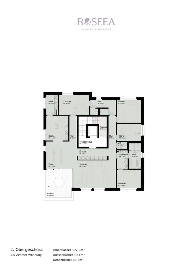 ROSEEA - Grundriss 2.Obergeschoss