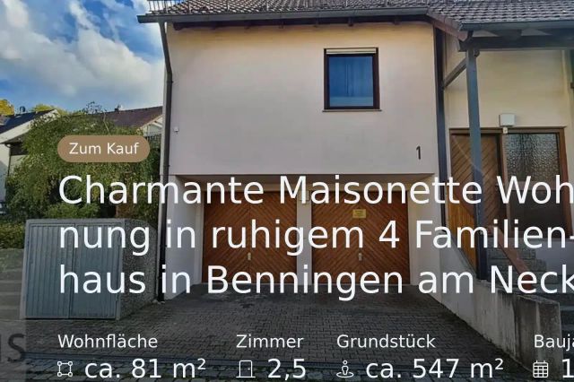 Neu im Angebot: Charmante Maisonette Wohnung in ruhigem 4 Familienhaus in Benningen am Neckar