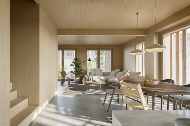 Neubauprojekt Villigerscheune, Reihenhaus - Erdgeschoss (Visualisierung)