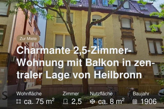 Nicht mehr verfügbar: Charmante 2,5-Zimmer-Wohnung mit Balkon in zentraler Lage von Heilbronn