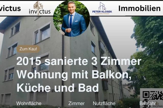 Nicht mehr verfügbar: 2015 sanierte 3 Zimmer Wohnung mit Balkon, Küche und  Bad