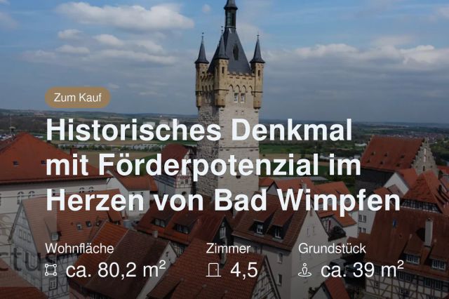 Neu im Angebot: Historisches Denkmal mit Förderpotenzial im Herzen von Bad Wimpfen