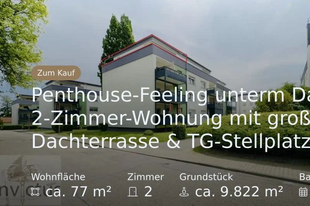 Neu im Angebot: Penthouse-Feeling unterm Dach: 2-Zimmer-Wohnung mit großer Dachterrasse & TG-Stellplatz