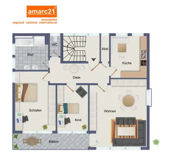 Helle Eigentumswohnung mit Südbalkon