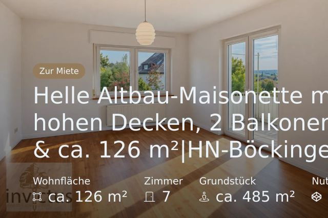 Neu im Angebot: Helle Altbau-Maisonette mit hohen Decken, 2 Balkonen & ca. 126 m²|HN-Böckingen