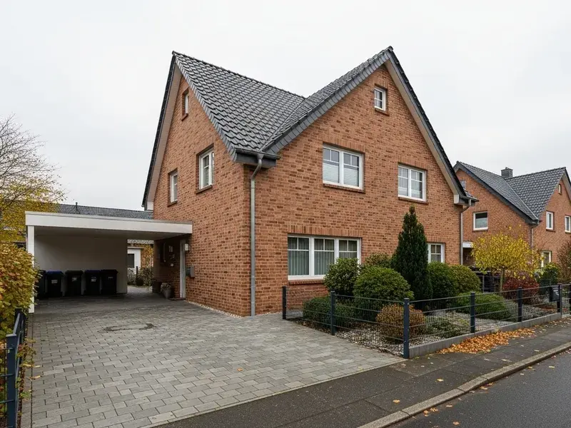 Doppelhaushälfte mit Carport (KI-Visualisierung)