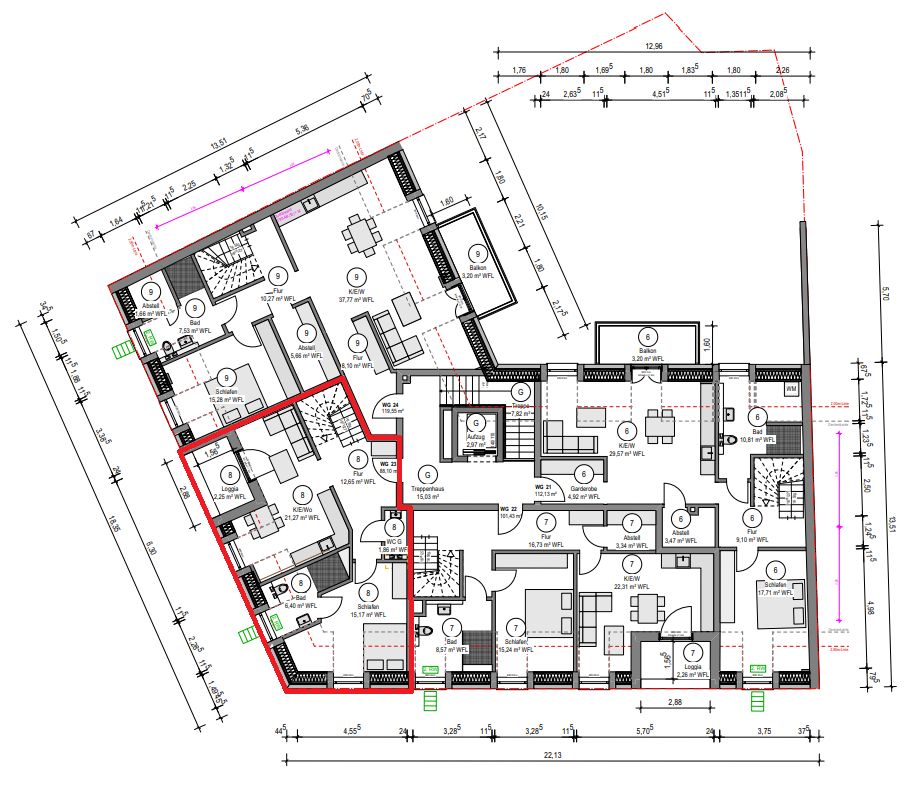Grundriss untere Etage