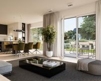 Es handelt sich um unverbindliche Illustrationen mit Sonderausstattungen. Die Bauausführung erfolgt durch das Bauunternehmen