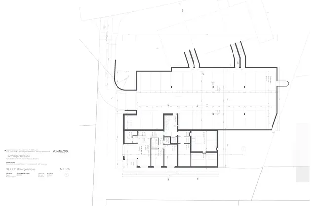 Tiefgarage und Keller Längsbau