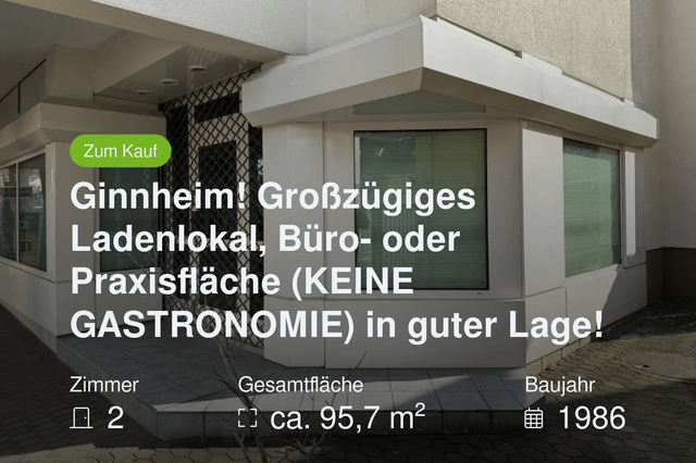Neu im Angebot: Ginnheim! Großzügiges Ladenlokal, Büro- oder Praxisfläche (KEINE GASTRONOMIE) in guter Lage!