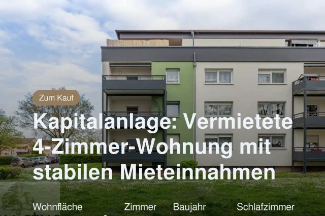 Neu im Angebot: Kapitalanlage: Vermietete 4-Zimmer-Wohnung mit stabilen Mieteinnahmen