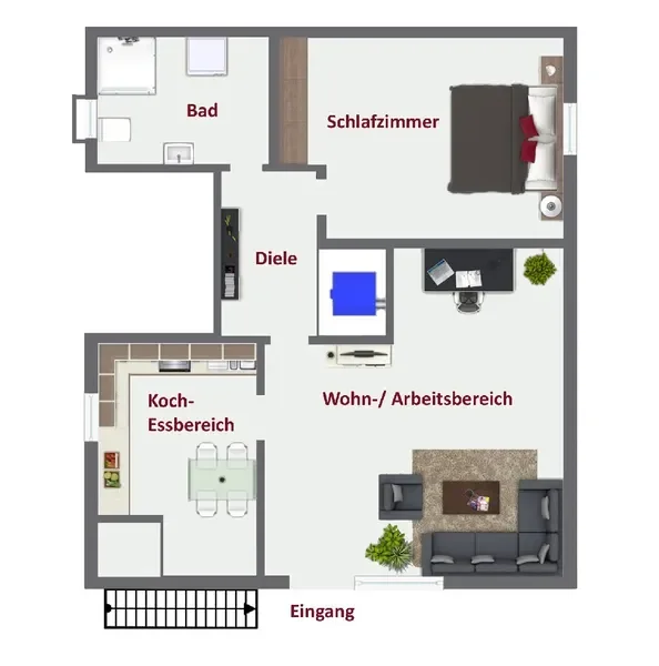 Großzügige 2-Zimmer Souterrain-Wohnung in ruhiger Wohngegend von Siegburg !