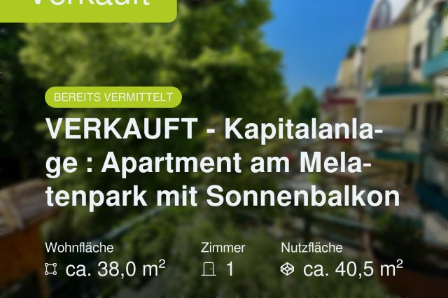 Nicht mehr verfügbar: VERKAUFT – Kapitalanlage : Apartment am Melatenpark mit Sonnenbalkon