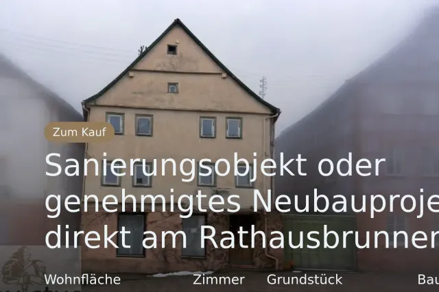 Neu im Angebot: Sanierungsobjekt oder genehmigtes Neubauprojekt direkt am Rathausbrunnen