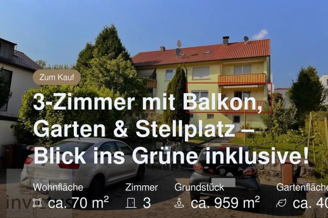 Nicht mehr verfügbar: 3-Zimmer mit Balkon, Garten & Stellplatz – Blick ins Grüne inklusive!