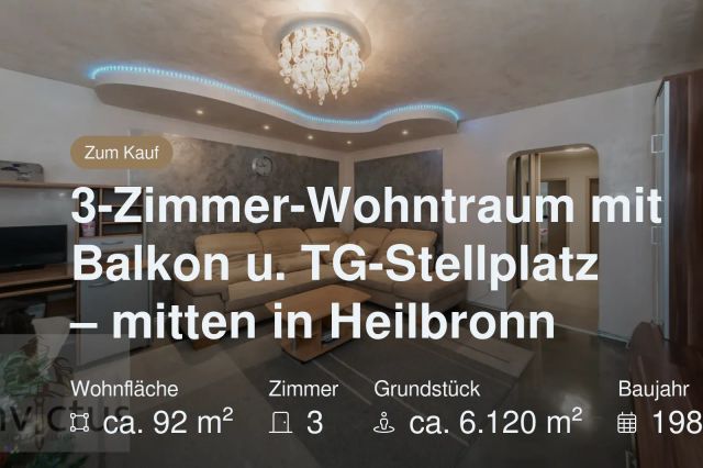 Nicht mehr verfügbar: 3-Zimmer-Wohntraum mit Balkon u. TG-Stellplatz – mitten in Heilbronn