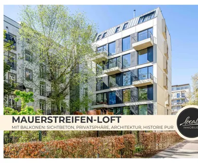 Architektur-Highlight am Mauerstreifen: Balkone, Sichtbeton, Privatsphäre & Weitblick