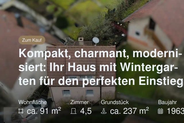 Neu im Angebot: Kompakt, charmant, modernisiert: Ihr Haus mit Wintergarten für den perfekten Einstieg