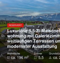 Neu im Angebot: Luxuriöse 5.5-Zi-Maisonettewohnung mit Galeriezimmer, weitläufigen Terrassen und modernster Ausstattung