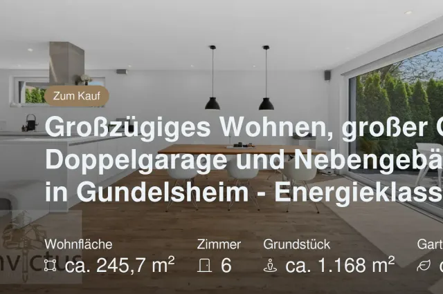 Neu im Angebot: Großzügiges Wohnen, großer Garten, Doppelgarage und Nebengebäude in Gundelsheim – Energieklasse A+