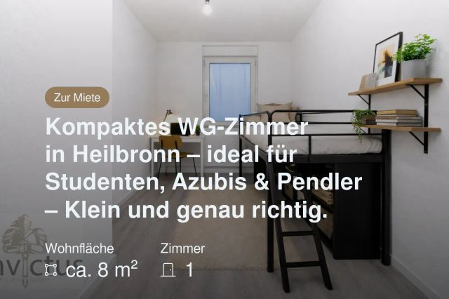 Nicht mehr verfügbar: Kompaktes WG-Zimmer in Heilbronn – ideal für Studenten, Azubis & Pendler – Klein und genau richtig.