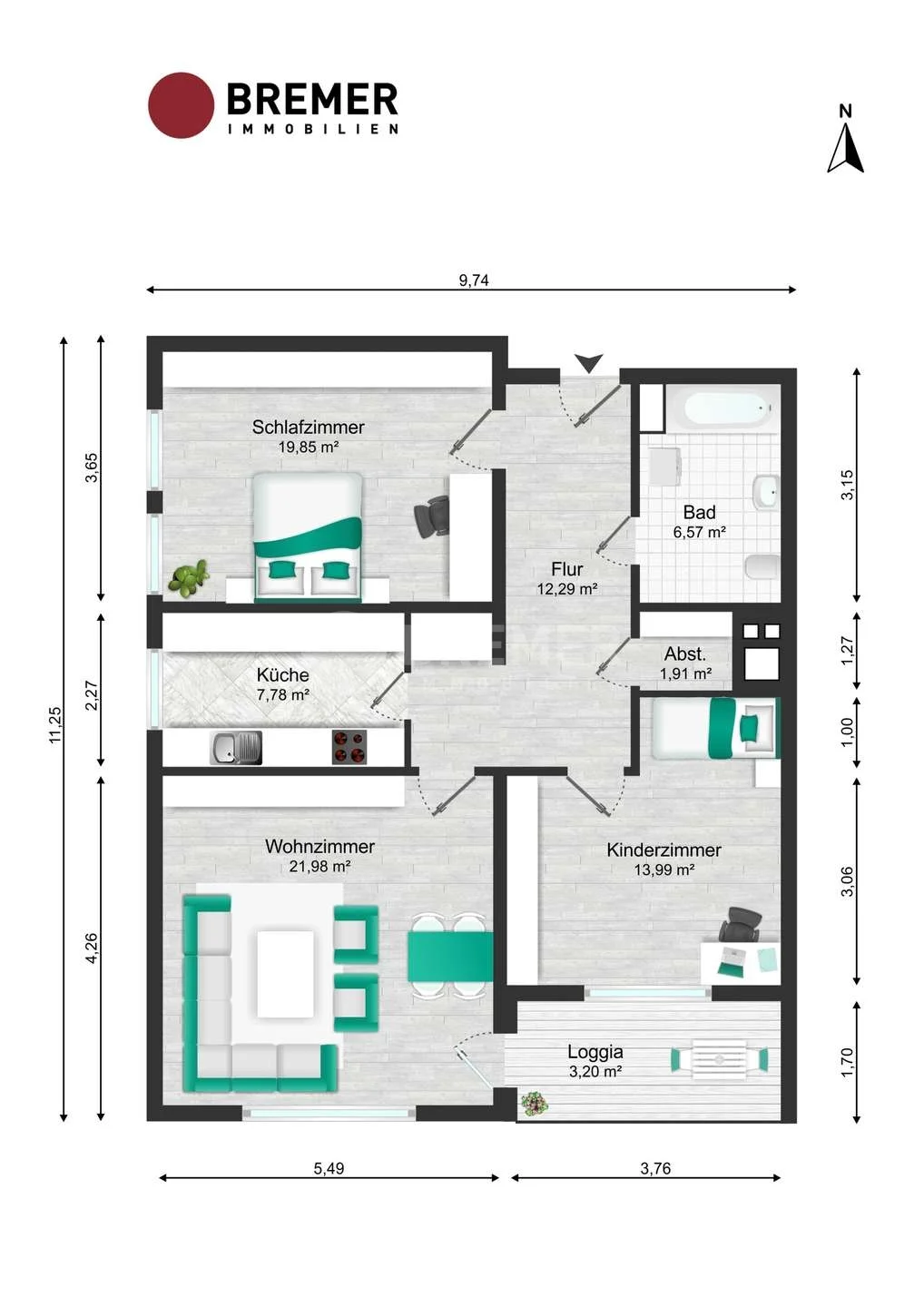 Bezugsfrei: 3-Zimmer-Wohnung mit Balkon, Aufzug & neuen Fenstern in Lüneburg-Kreideberg