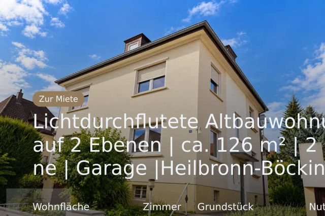 Nicht mehr verfügbar: Lichtdurchflutete Altbauwohnung auf 2 Ebenen | ca. 126 m² | 2 Balkone | Garage |Heilbronn-Böckingen