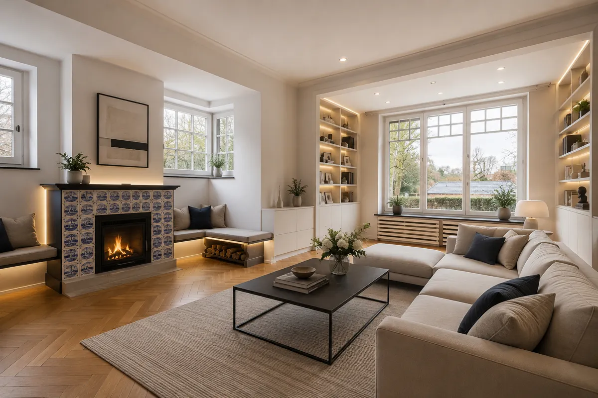 Hauptwohnung Wohnen mit Kamin_Visualisierung