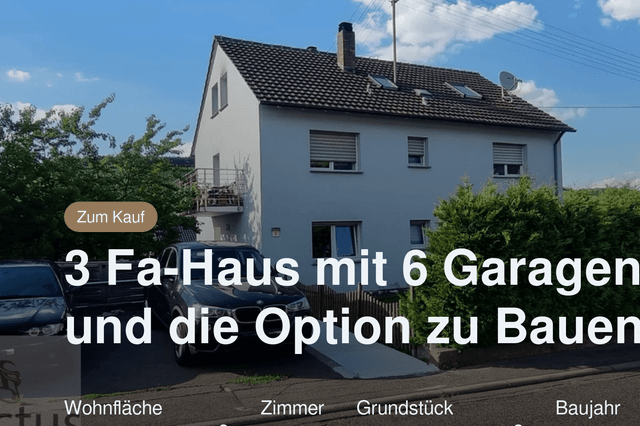 Nicht mehr verfügbar: 3 Fa-Haus mit 6 Garagen und die Option zu Bauen