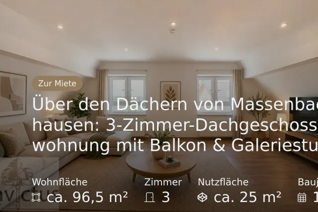 Neu im Angebot: Über den Dächern von Massenbachhausen: 3-Zimmer-Dachgeschosswohnung mit Balkon & Galeriestudio
