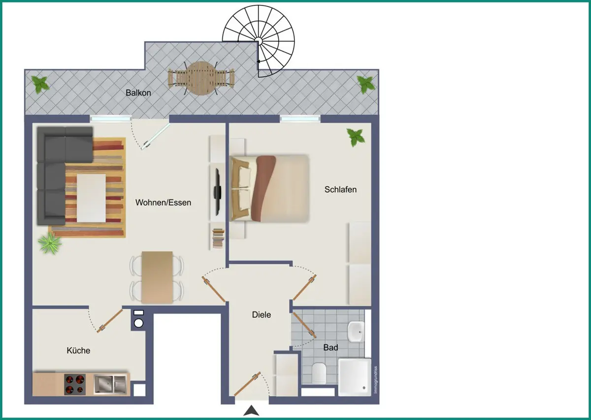Gut geschnittene 2-Zimmer-Wohnung mit Balkon, Aufzug und Stellplatz